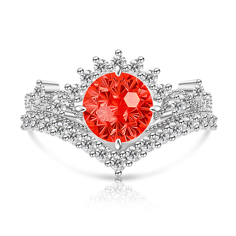 Carbon Diamond Fireworks Cut Garland Female Inlaid Ring