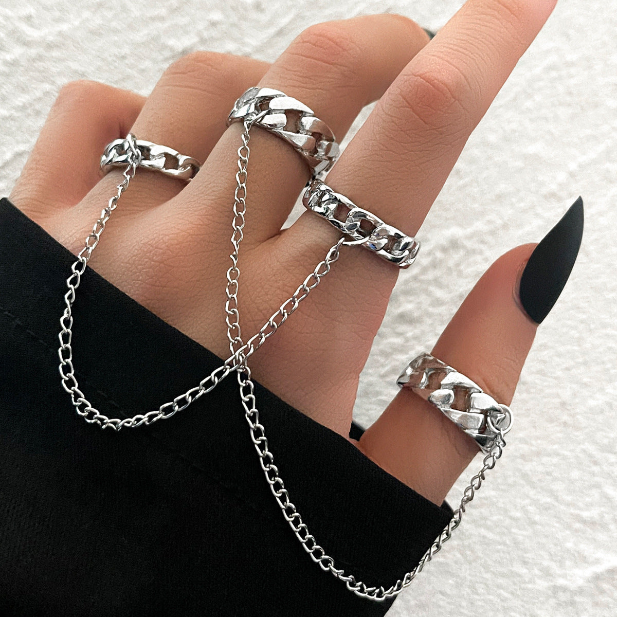 Alloy Chain Vintage Crying Face Poker Hollow Love Ring