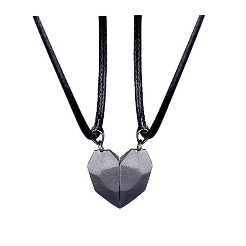 Pair Of Black White Heart-shaped Suction Magnetic Pendants