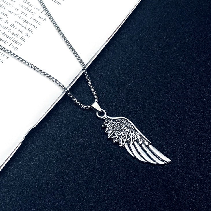 Retro Personality Angel Wings Titanium Steel Niche Design Necklaces