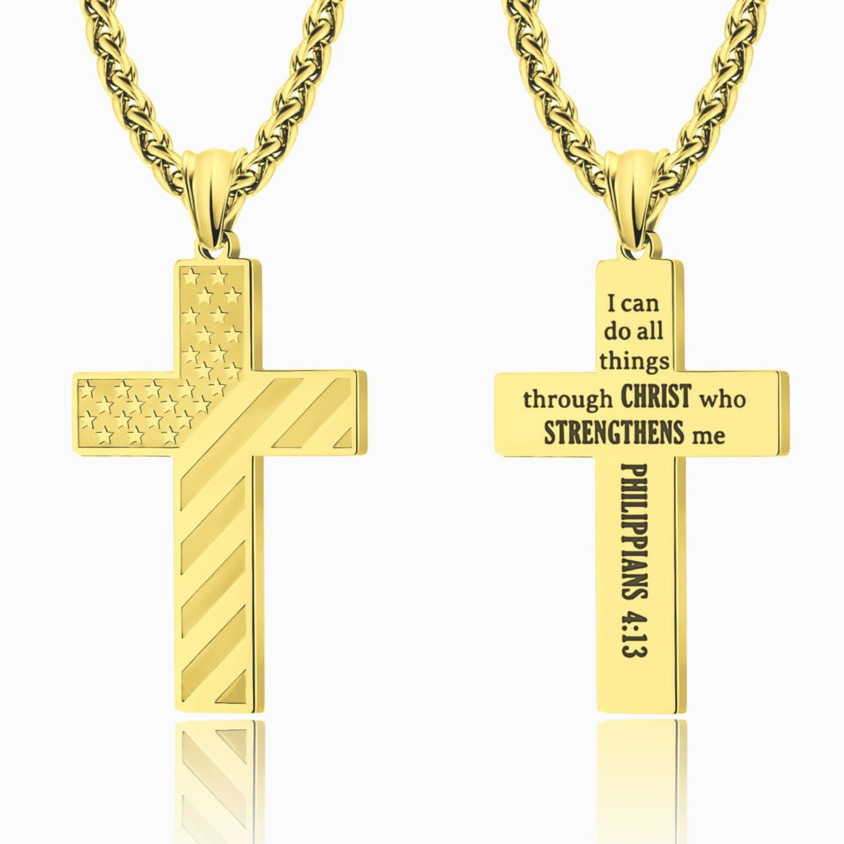 Men's National Flag Cross Stainless Steel Necklaces