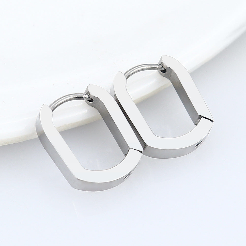 Steel Geometric Personality Hexagon Ear Clip Simple Square Earrings