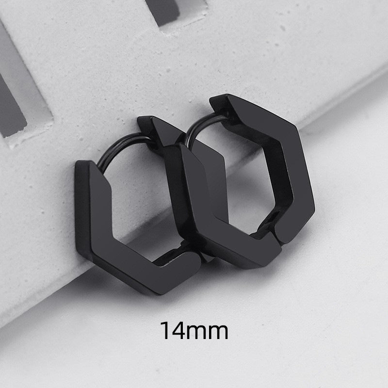 Steel Geometric Personality Hexagon Ear Clip Simple Square Earrings