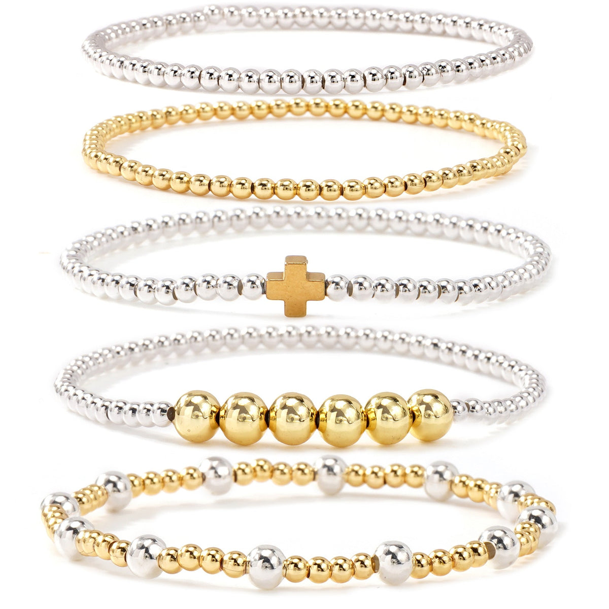 Contrast Color Beaded Size Round Beads Interval Design Twin Daily Bracelet