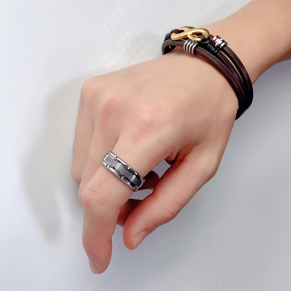Men's Fashion Titanium Steel Graceful Geometric Couple Rings