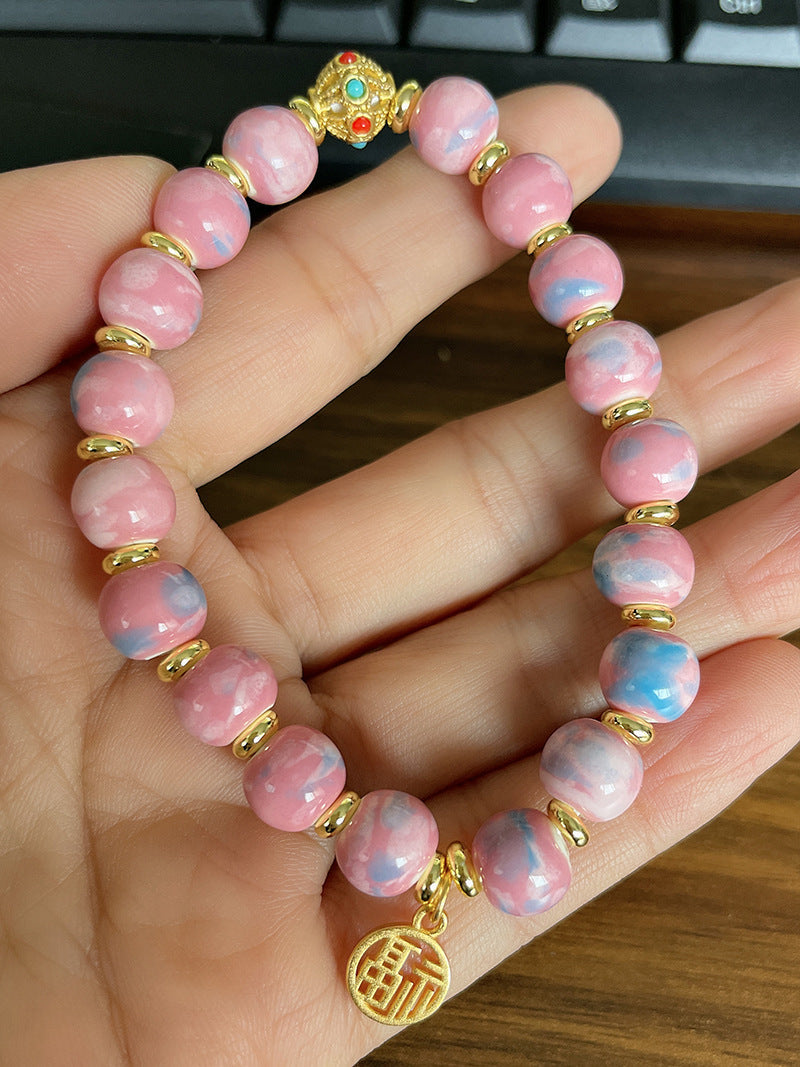 Women's & Men's Fragrant Gray Porcelain Vintage Ethnic Style Handmade Bracelet