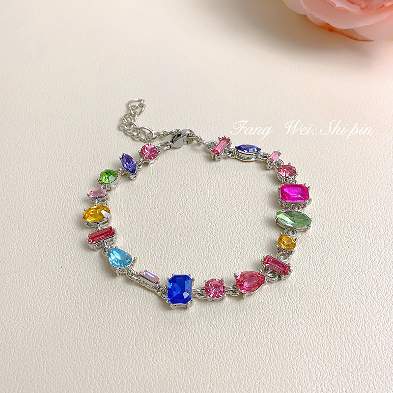Color Zircon Female French Pink Adjustable Bracelets