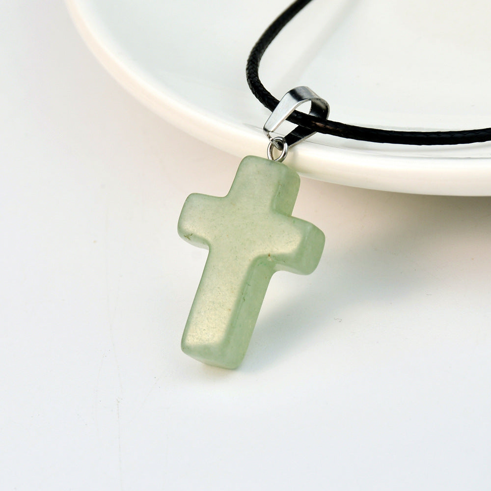 Women's Crystal Agate Cross Niche Turquoise Sweater Necklaces