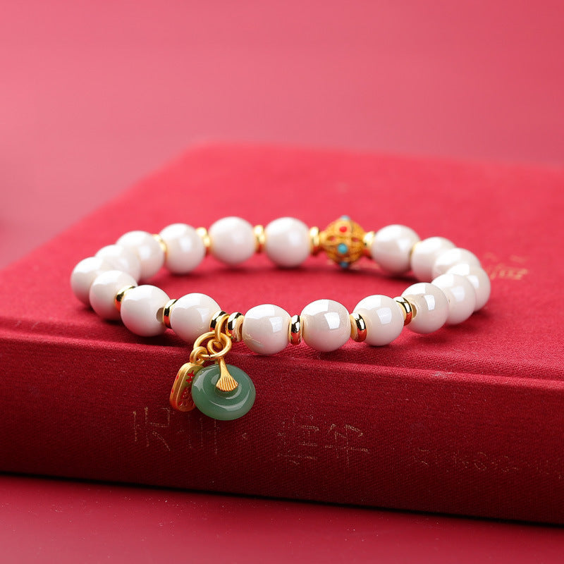 Women's & Men's Fragrant Gray Porcelain Vintage Ethnic Style Handmade Bracelet