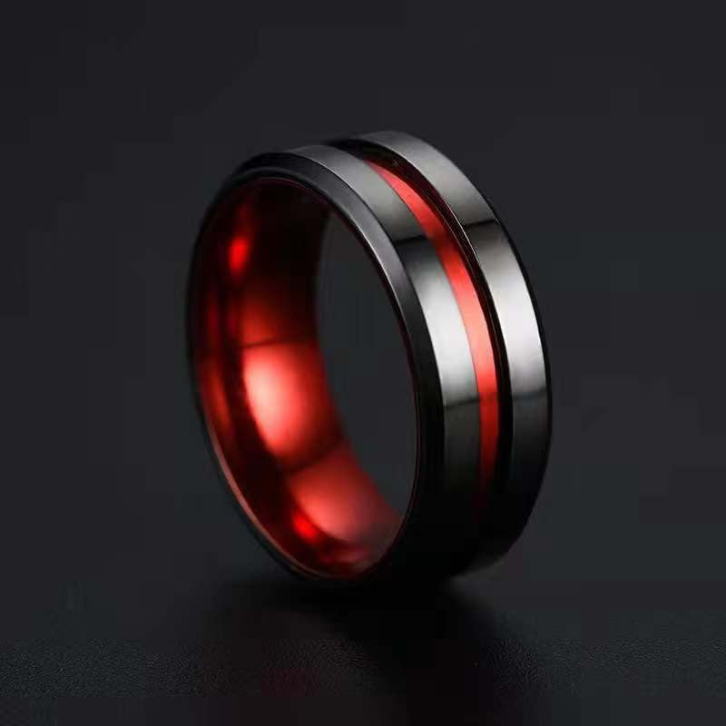 Men's Fashion Xi Groove Stainless Steel Source Ring