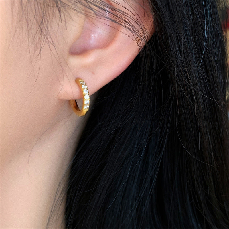 Circle Fine Drill Can Open With Diamonds Fashionable Non Piercing Ear Clip