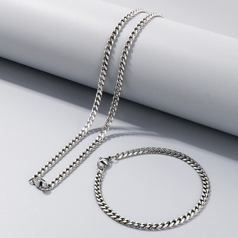 Men's Hip Hop Thick Chain Trendy Stainless Six-sided Necklaces