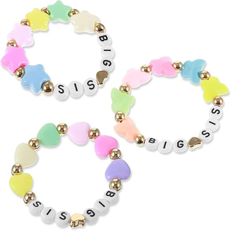 English Alphabet Letters Gift Friendship Color Elastic Bracelet