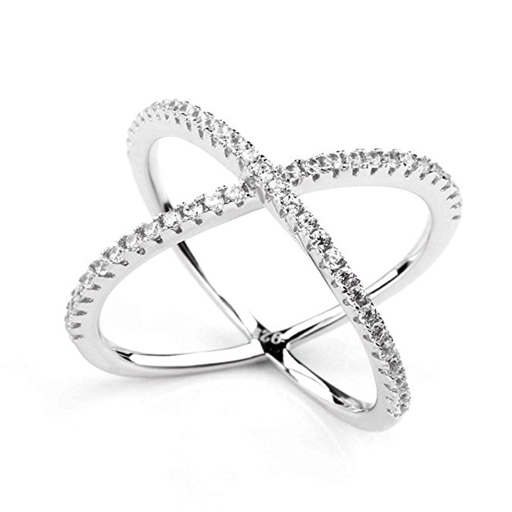 Women's Inlaid Zircon Geometric Cross Fashion Ring