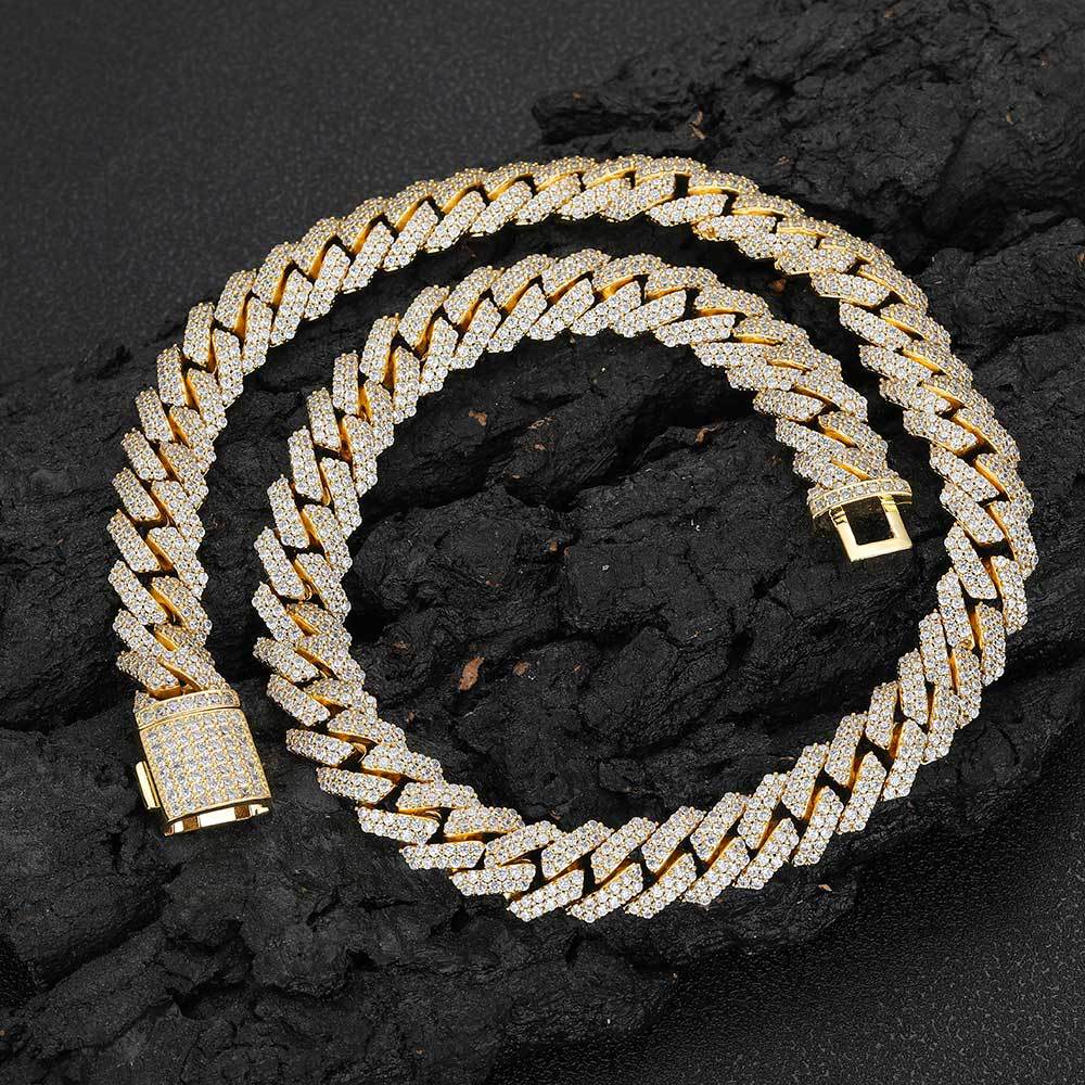 Men's Rhombus Cuban Link Chain Full Rhinestone Necklaces