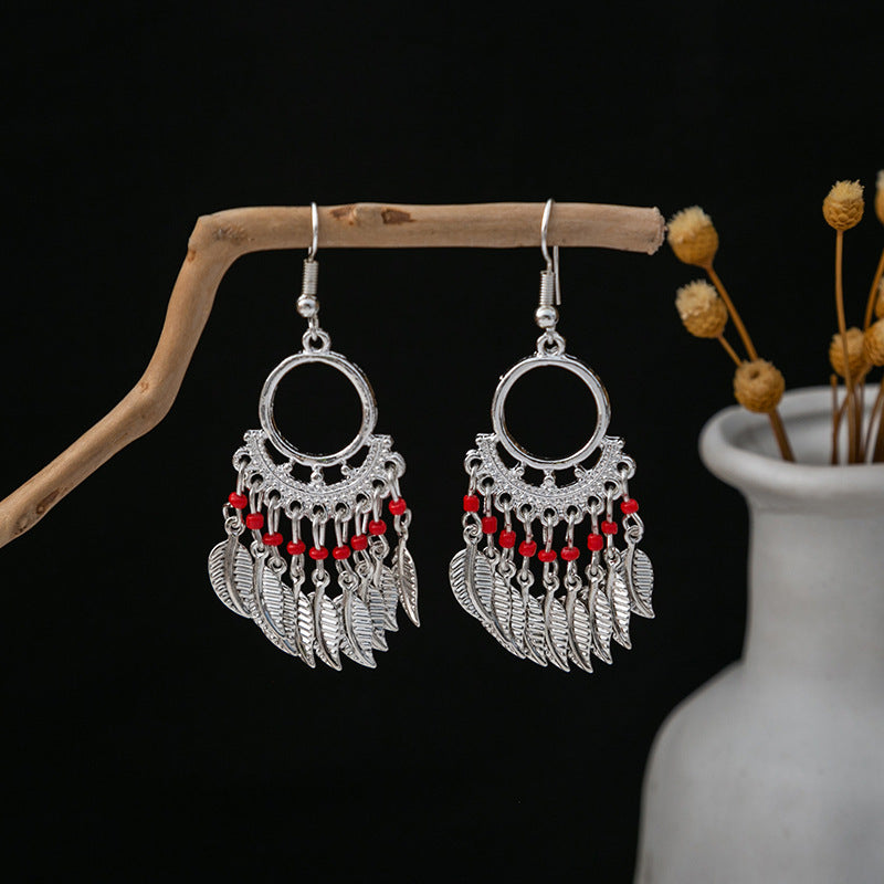 Colorful Long Feather Tassel Scenic Spot Earrings