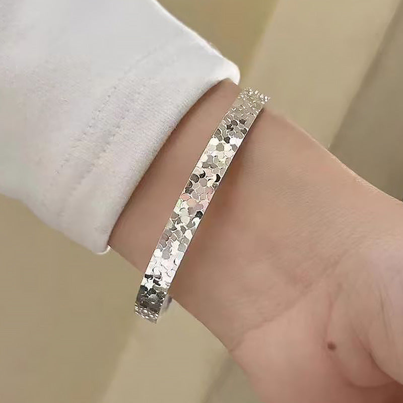 Women's Mush Ice Fashion Glossy Solid Sier Bracelet