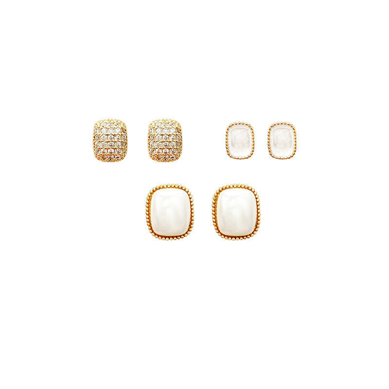 Sier Needle Exquisite Bow Suit Female Style Advanced Design Earrings