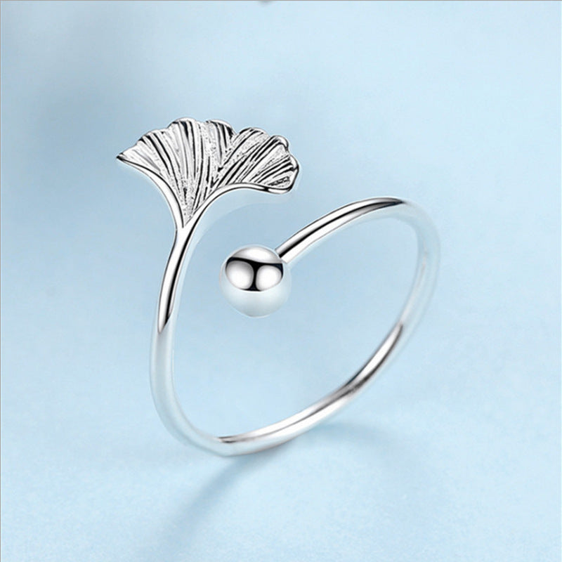Women's Leaf Open Adjustable Mori Style Literary Niche Personality Rings