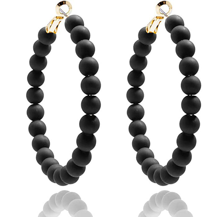 Women's Summer Colorful Acrylic Beads Round Bohemian Earrings
