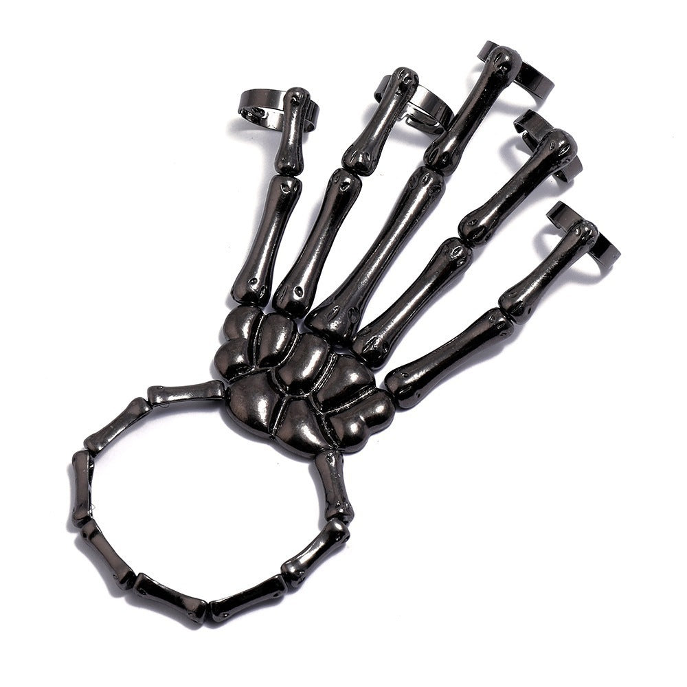 Fashion Personality Punk Skull Hand Bone Five Finger Adjustable Integrated Bracelet