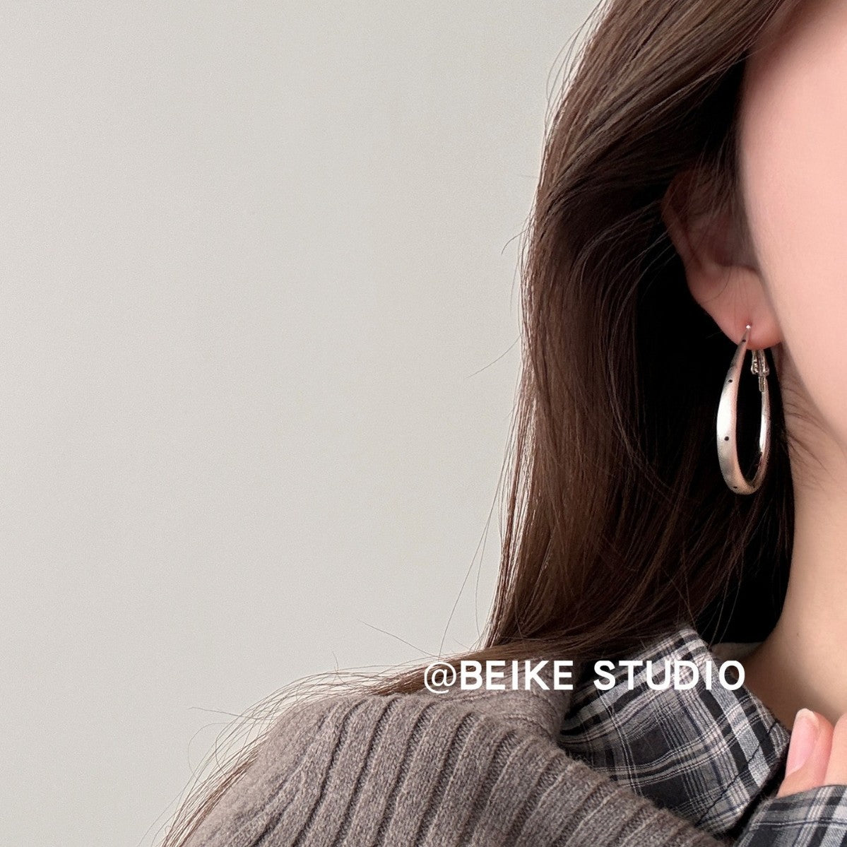 Women's Korean Style Sier Geometric Circle Polka Dot High Rings