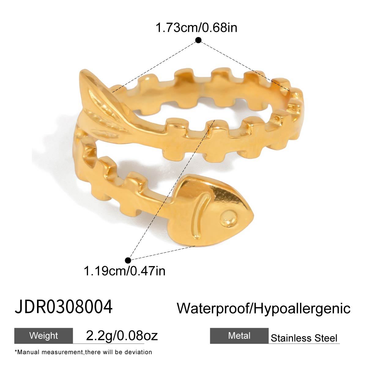Designer Model Classic Style Gold Stainless Steel Fishbone Open Niche Rings