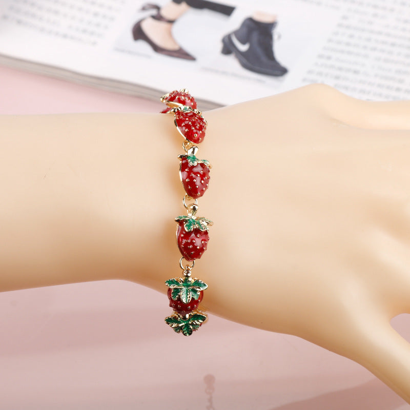 Strawberry Creative Fresh Exquisite Fruit Summer Ladies Fashion Decorative Bracelets