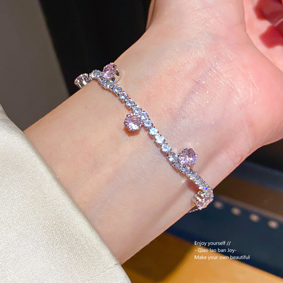 Zircon Round Simple Fashion Buckle Unique Design Fashionable Exquisite Light Bracelets