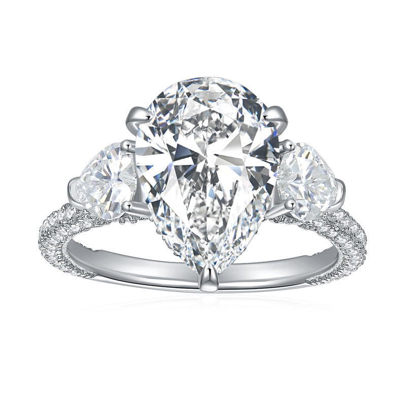 Pear-Shaped D-Color VVS1 Moissanite Engagement Ring – 5+1.72 Carat Total Weight, 925 Sterling Silver Band