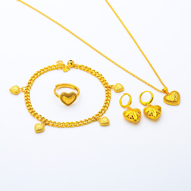 Women's Fashion Small Peach Heart Vietnam Placer Gold Rings