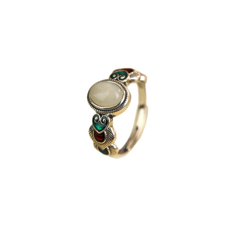 Women's Enamel Craft Retro Ethnic Style Personality Art Temperament Open Rings