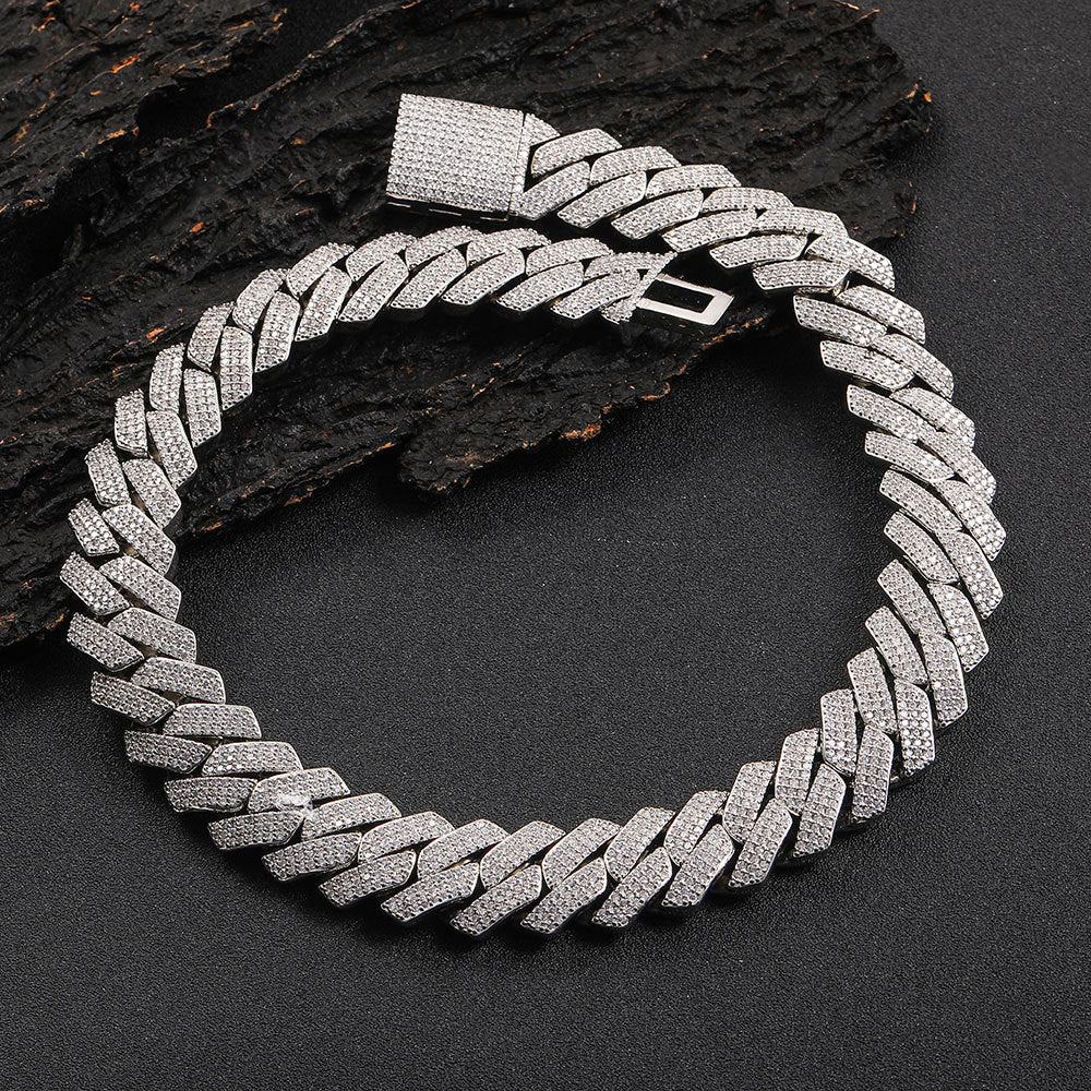 Men's Rhombus Cuban Link Chain Full Rhinestone Necklaces