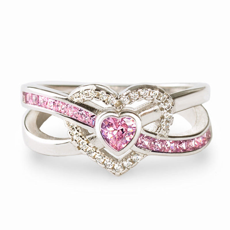 Women's Popular Loving Heart Zircon Trendy Rings