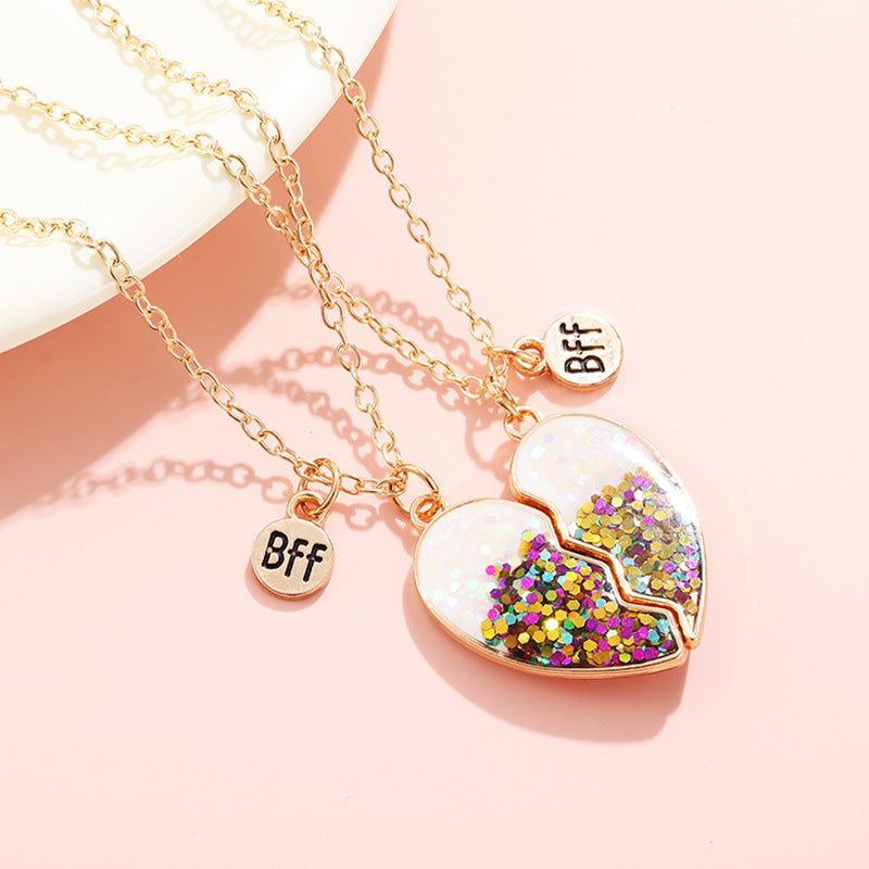 Children's Gold Powder Epoxy Love Fashion Letter Necklaces