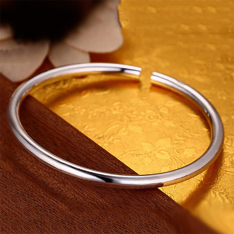 Women's & Men's Glossy Fashion Sier-plated Solid Version Bracelets