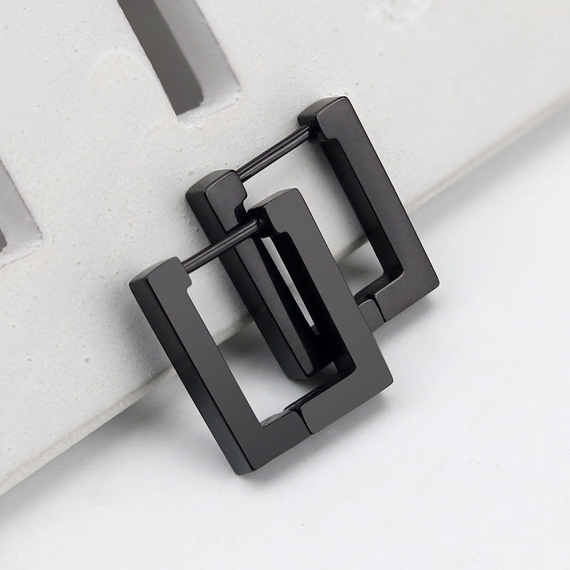 Steel Geometric Personality Hexagon Ear Clip Simple Square Earrings