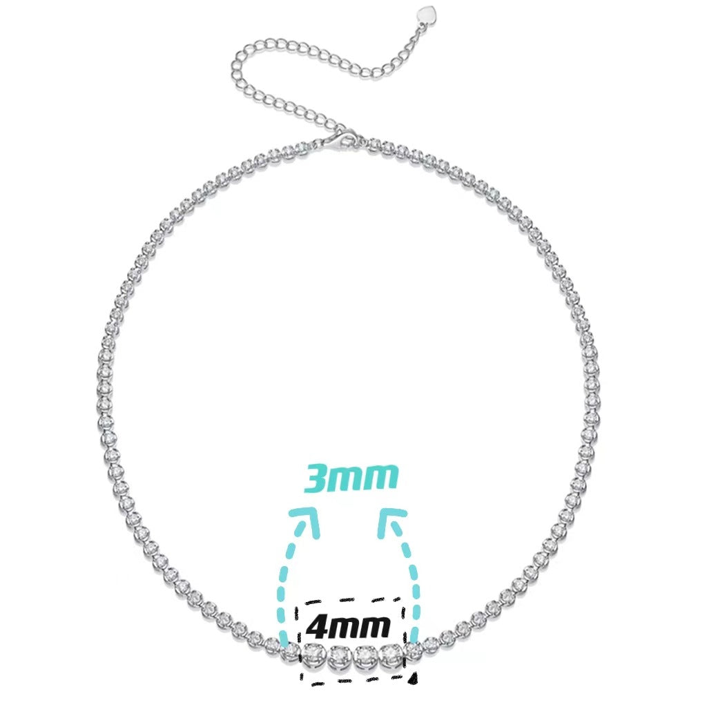 White Gold Plated 925 Sterling Silver Necklace with Brilliant D-Color VVS1 Moissanite Stones