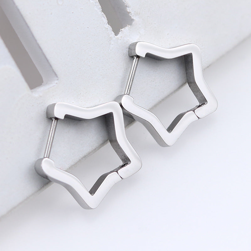 Steel Geometric Personality Hexagon Ear Clip Simple Square Earrings