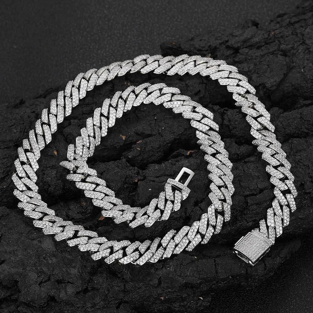 Men's Rhombus Cuban Link Chain Full Rhinestone Necklaces
