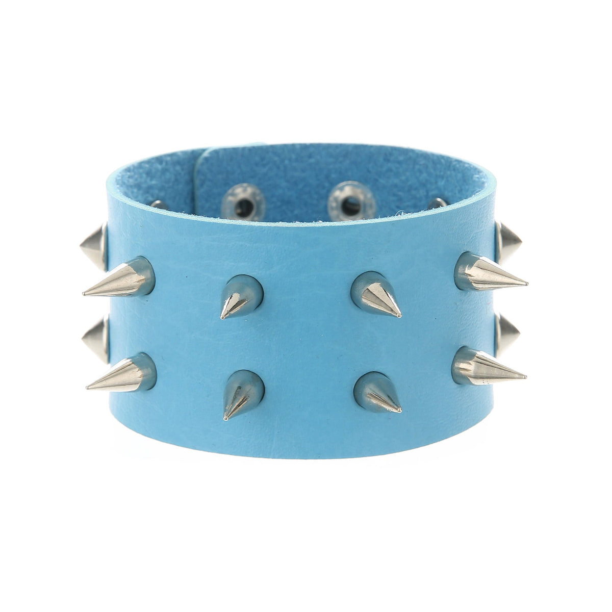 Punk Double Row Alloy Spike Couple Leather Rock Stainless Bracelet