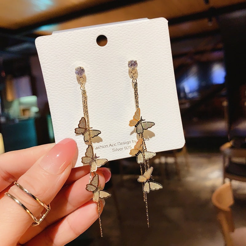 Tassel High-grade Sier Needle Metal Light Luxury Pearl Rings