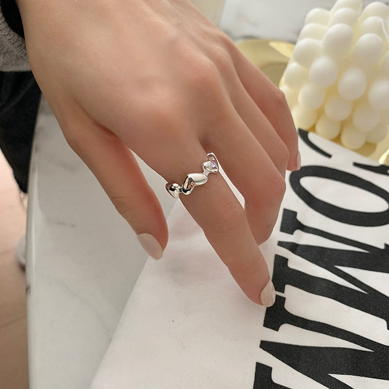 Women's Loving Heart Stacked Irregular Fashion Heart-shaped Open-end Personality Mori Rings