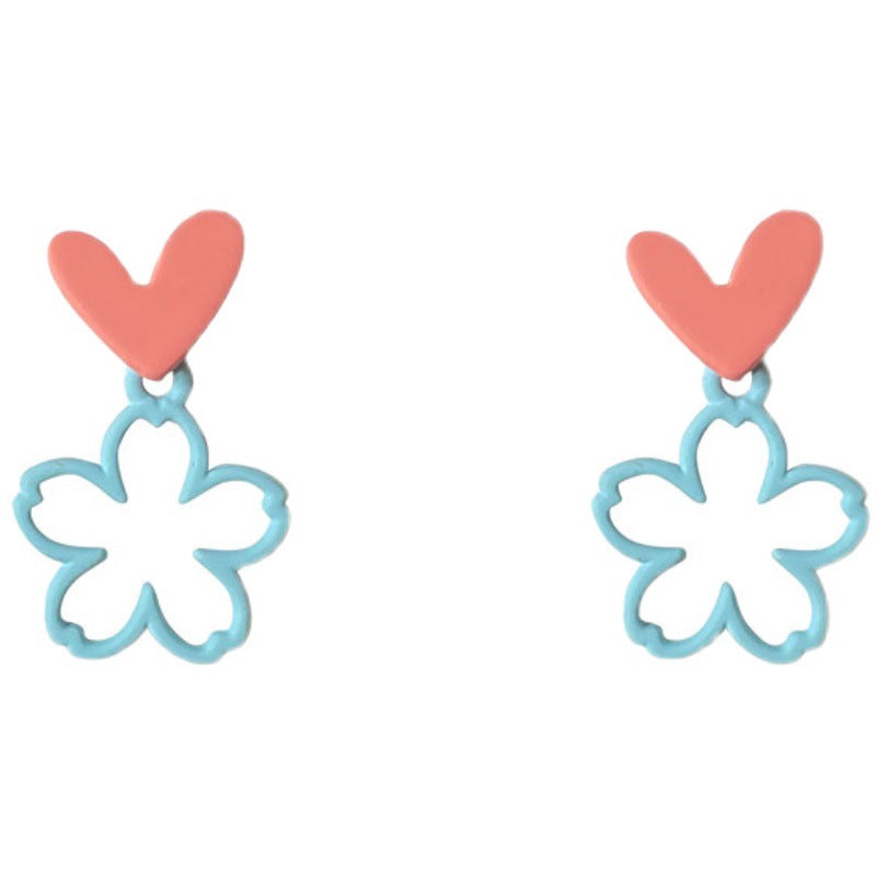 Hollow Small Flower Love Heart Female Elegant Simple Ear Clip Stud Earrings