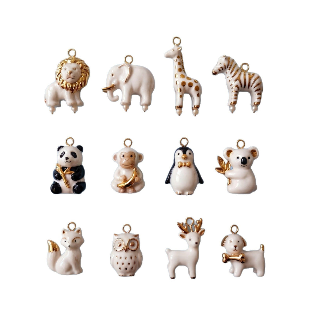Animal Park Series Lion Dripping Oil Painted Pendants