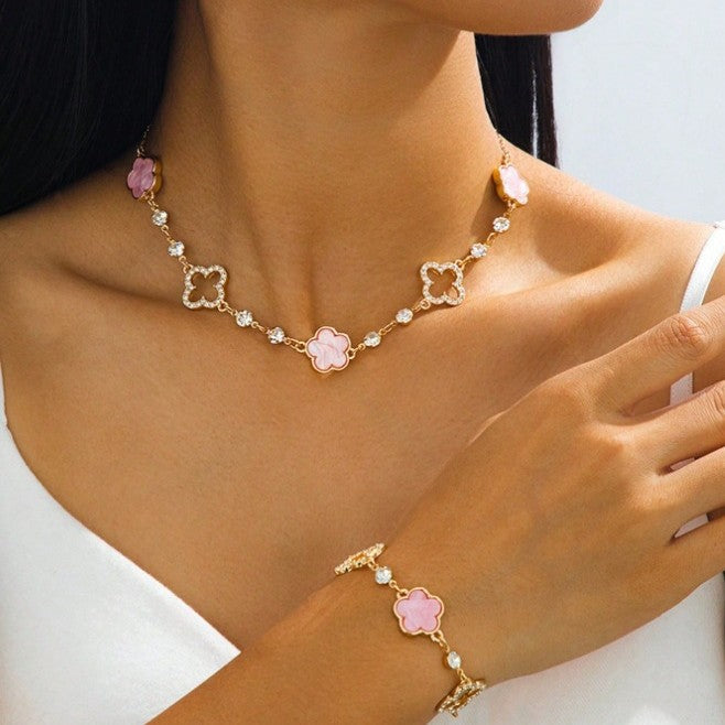 Women's Simple Sweet Lucky Four-leaf Clover Diamond Affordable Luxury Fashion Bracelet