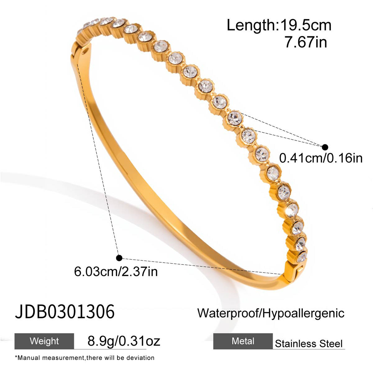 Women's Ding Stainless Steel Rhinestone Twin Titanium Light Bracelet