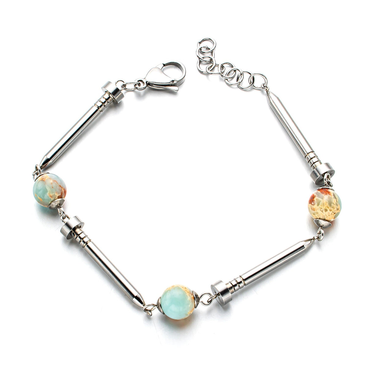 Wind Design Stainless Steel Nail With Natural Bracelet