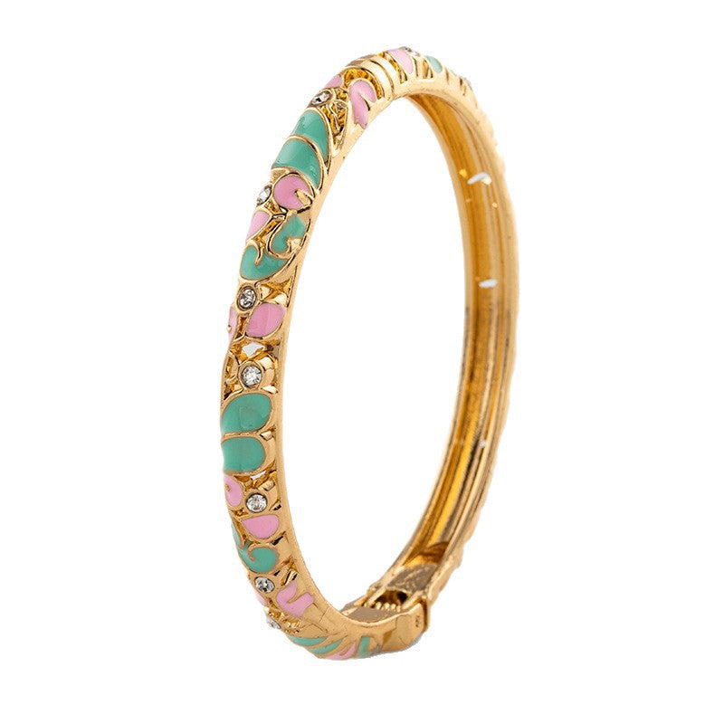 Cloisonne Light Luxury Palace Style Enamel Drop Oil Flower Series Bracelets
