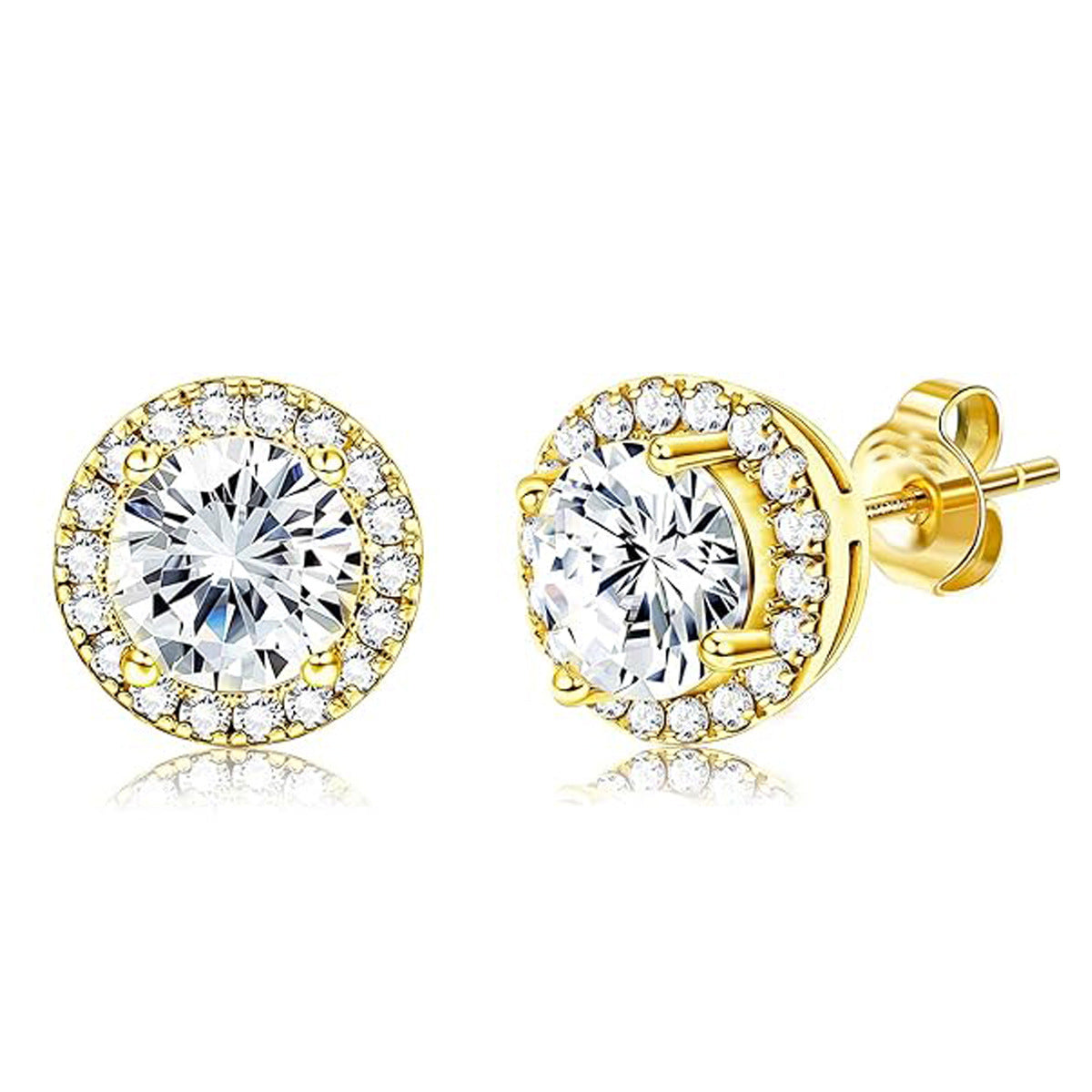 Women's & Men's Round Copper Inlaid Zircon Ear Personality Earrings